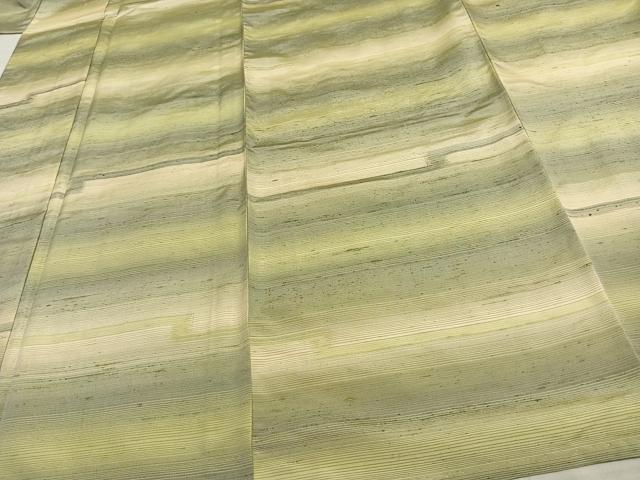平和屋着物▽上質な紬 単衣 横縞 正絹 逸品 AAAV8379fy