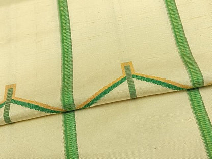 平和屋着物▽上質な紬 単衣 幾何学文 正絹 逸品 AAAV8381fy
