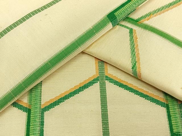 平和屋着物▽上質な紬 単衣 幾何学文 正絹 逸品 AAAV8381fy