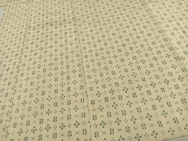 平和屋着物▽お召 単衣 幾何学文 正絹 逸品 AAAV8382fy