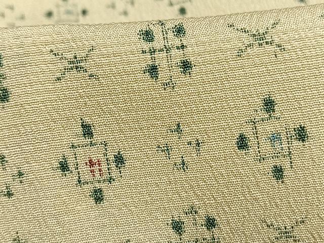 平和屋着物▽お召 単衣 幾何学文 正絹 逸品 AAAV8382fy