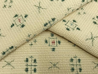 平和屋着物▽お召 単衣 幾何学文 正絹 逸品 AAAV8382fy