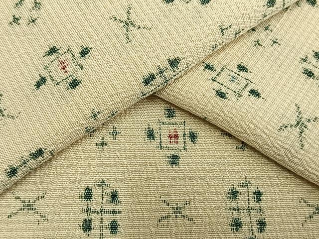 平和屋着物▽お召 単衣 幾何学文 正絹 逸品 AAAV8382fy