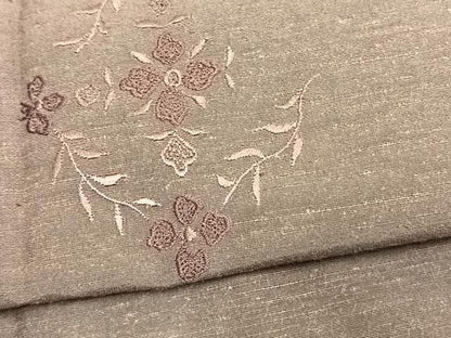 平和屋着物▽訪問着 単衣 紬地 刺繍 草花文 正絹 逸品 AAAV8384fy
