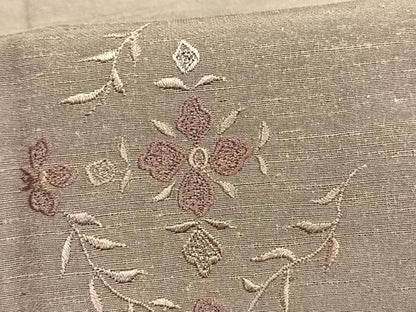 平和屋着物▽訪問着 単衣 紬地 刺繍 草花文 正絹 逸品 AAAV8384fy