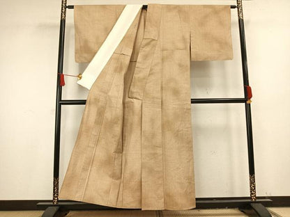 平和屋着物▽上質な紬　単衣　霞文　正絹　逸品　AAAV8386fy