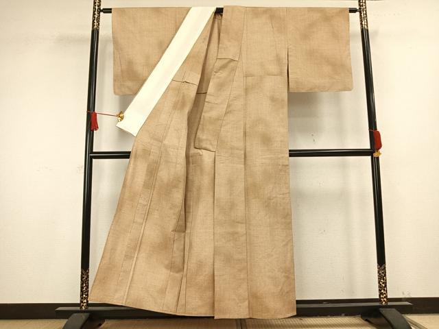 平和屋着物▽上質な紬　単衣　霞文　正絹　逸品　AAAV8386fy