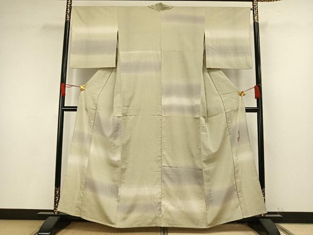 平和屋着物▽北大路魯山人 訪問着 単衣 縞 正絹 逸品 AAAV8390fy