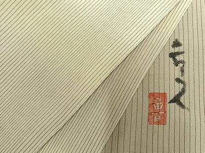 平和屋着物▽北大路魯山人 訪問着 単衣 縞 正絹 逸品 AAAV8390fy