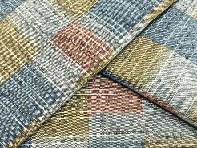平和屋着物▽上質な紬 単衣 市松文様 やまと誂製 正絹 逸品 AAAV8392fy