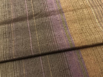平和屋着物▽上質な紬 単衣 縞 正絹 逸品 AAAV8394fy