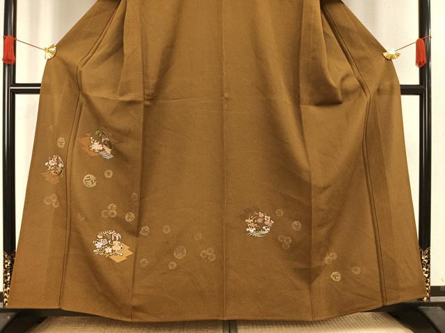 平和屋着物▽訪問着 単衣 刺繍 草花文 銀糸 洗える着物 AAAV8395fy