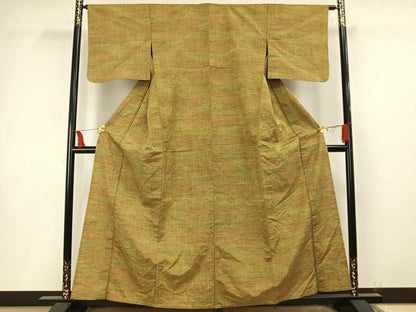 平和屋着物▽上質な紬　単衣　霞文　正絹　逸品　AAAV8398fy