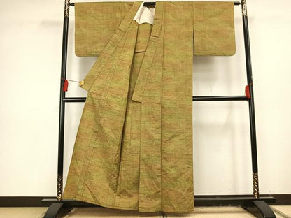 平和屋着物▽上質な紬　単衣　霞文　正絹　逸品　AAAV8398fy
