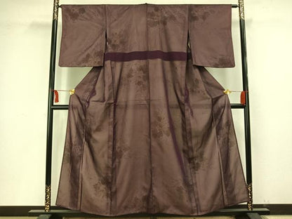 平和屋着物▽小紋 無双 紗袷 紗×絽 手描き 草花文 正絹 逸品 AAAV8399fy