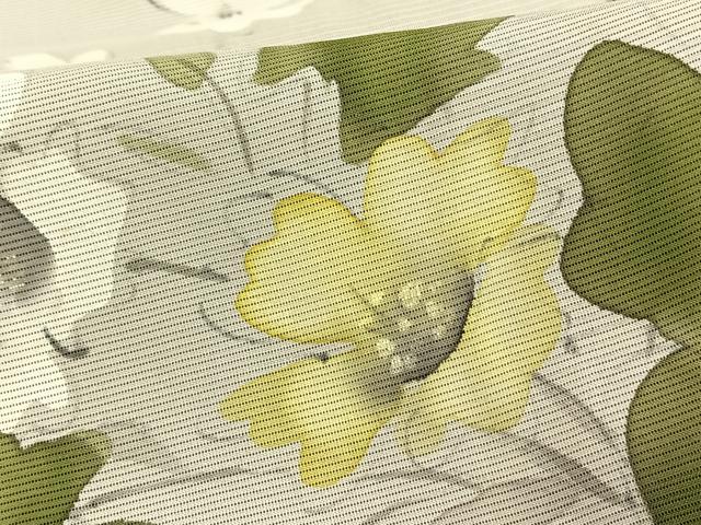 平和屋着物▽小紋 無双 紗袷 紗×絽 手描き 草花文 正絹 逸品 AAAV8399fy