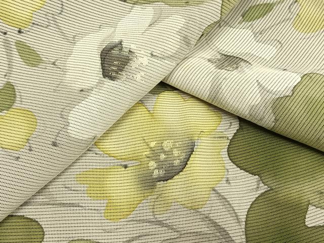 平和屋着物▽小紋 無双 紗袷 紗×絽 手描き 草花文 正絹 逸品 AAAV8399fy