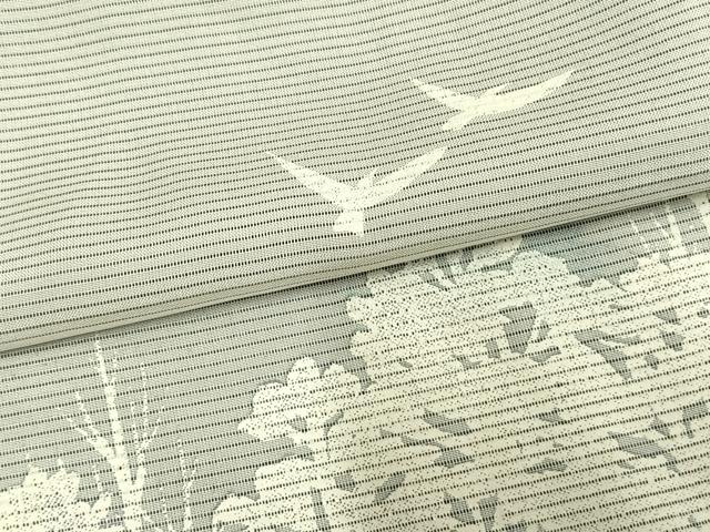 平和屋着物▽訪問着 無双 紗袷 紗×絽 風景舞鳥文 正絹 逸品 AAAV8400fy