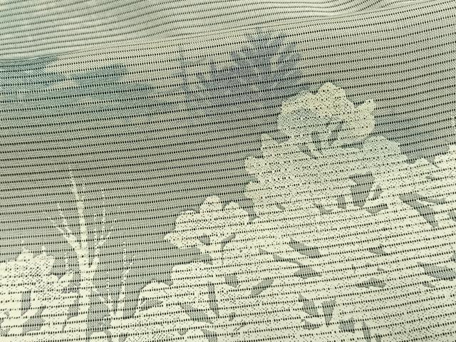 平和屋着物▽訪問着 無双 紗袷 紗×絽 風景舞鳥文 正絹 逸品 AAAV8400fy