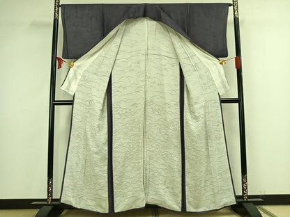 平和屋着物▽小紋 無双 紗袷 紗×絽 芝舞花文 正絹 逸品 AAAV8402fy