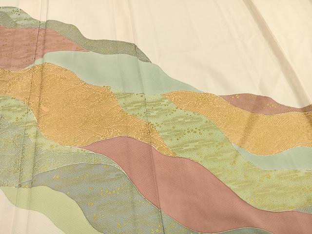 平和屋着物▽訪問着　単衣　道長文　金彩　正絹　逸品　AAAV8404fy