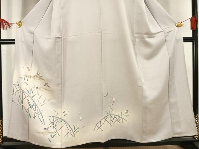 平和屋着物▽訪問着　単衣　花鳥文　暈し染め　金彩　正絹　逸品　AAAV8405fy
