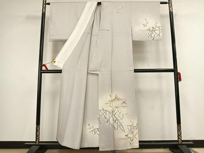平和屋着物▽訪問着　単衣　花鳥文　暈し染め　金彩　正絹　逸品　AAAV8405fy