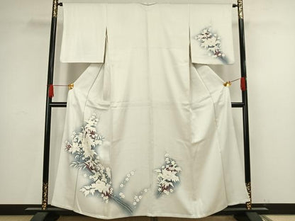平和屋着物▽訪問着　単衣　枝花文　暈し染め　正絹　逸品　AAAV8410fy