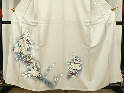 平和屋着物▽訪問着　単衣　枝花文　暈し染め　正絹　逸品　AAAV8410fy