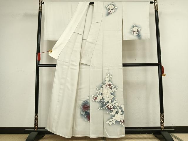 平和屋着物▽訪問着　単衣　枝花文　暈し染め　正絹　逸品　AAAV8410fy