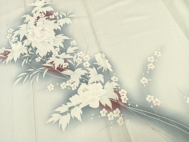 平和屋着物▽訪問着　単衣　枝花文　暈し染め　正絹　逸品　AAAV8410fy