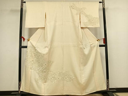 平和屋着物▽訪問着 単衣 刺繍 色紙草花文 金彩 正絹 逸品 AAAV8412fy