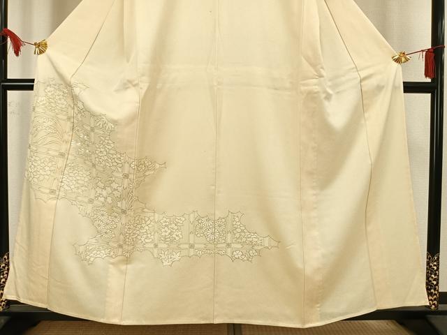 平和屋着物▽訪問着 単衣 刺繍 色紙草花文 金彩 正絹 逸品 AAAV8412fy