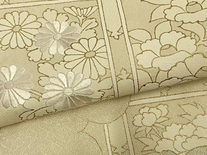 平和屋着物▽訪問着 単衣 刺繍 色紙草花文 金彩 正絹 逸品 AAAV8412fy