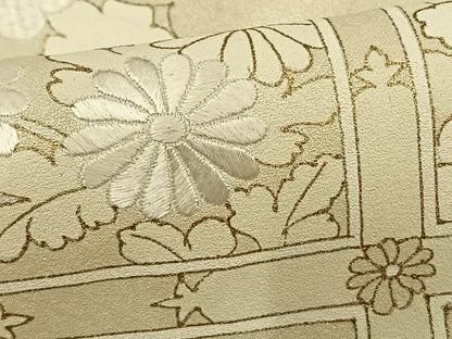 平和屋着物▽訪問着 単衣 刺繍 色紙草花文 金彩 正絹 逸品 AAAV8412fy