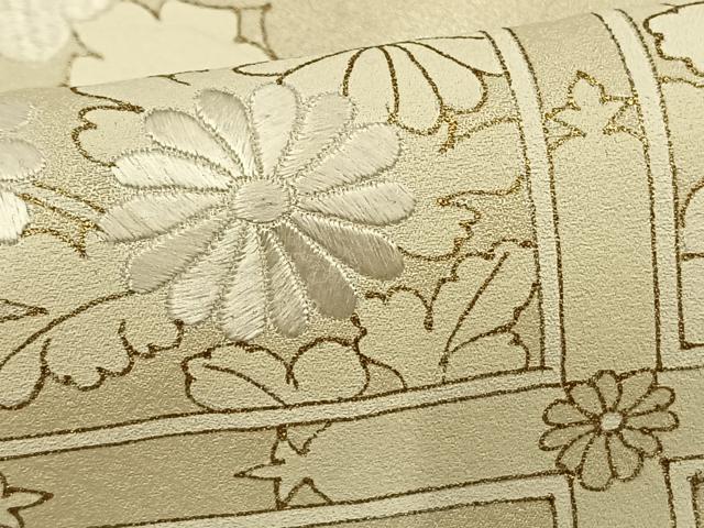 平和屋着物▽訪問着 単衣 刺繍 色紙草花文 金彩 正絹 逸品 AAAV8412fy