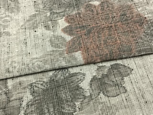 平和屋着物▽上質な紬 単衣 草花文 正絹 逸品 AAAV8413fy