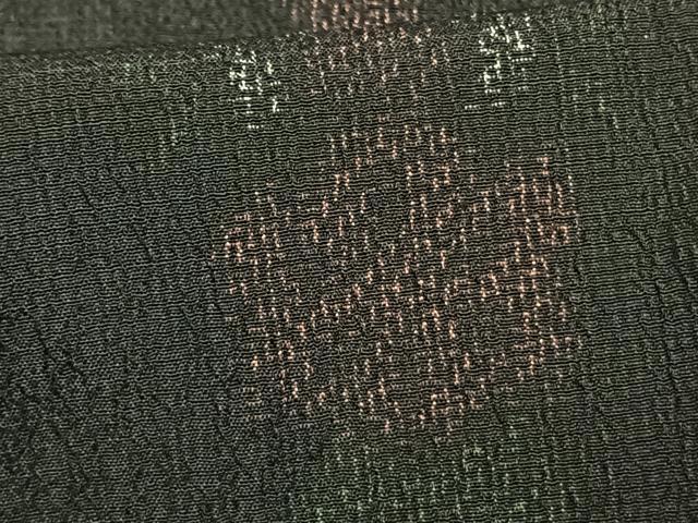 平和屋着物▽お召 単衣 草花間道 黒地 正絹 逸品 AAAV8414fy