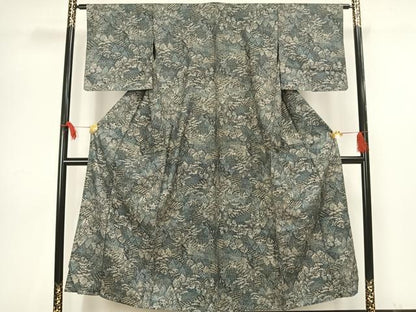 平和屋着物▽上質な小紋 単衣 樹林文 正絹 逸品 AAAV8415fy
