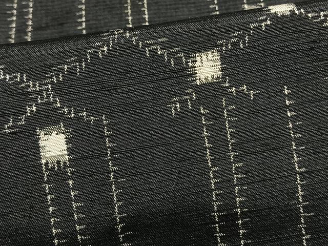 平和屋着物▽上質な紬 単衣 幾何学文様 黒地 正絹 逸品 AAAV8418fy
