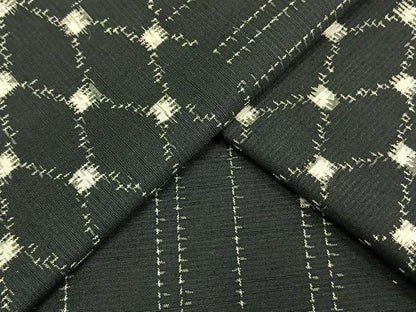 平和屋着物▽上質な紬 単衣 幾何学文様 黒地 正絹 逸品 AAAV8418fy