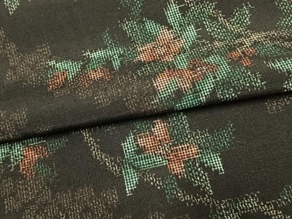 平和屋着物▽上質な紬 単衣 枝花文 正絹 逸品 未使用 AAAV8421fy