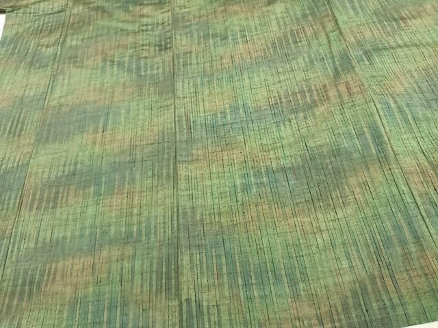 平和屋着物▽上質な紬 単衣 縞 正絹 逸品 AAAV8422fy