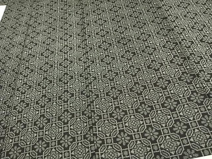平和屋着物▽上質な紬 単衣 色紙花文 黒地 正絹 逸品 AAAV8424fy