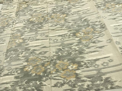 平和屋着物▽上質な紬　単衣　舞花文　正絹　逸品　AAAV8426fy