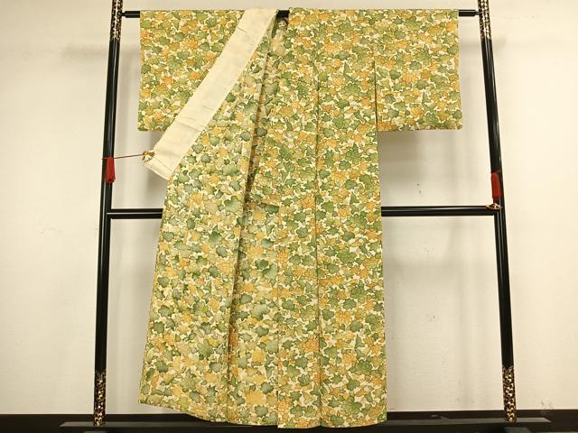 平和屋着物▽上質な小紋 単衣 草花文 正絹 逸品 AAAV8427fy