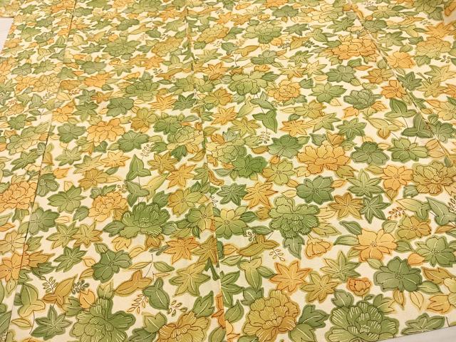 平和屋着物▽上質な小紋 単衣 草花文 正絹 逸品 AAAV8427fy