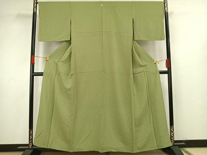 平和屋着物▽上質な色無地 単衣 苗色 正絹 逸品 未使用 AAAV8429fy