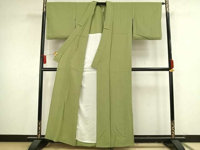 平和屋着物▽上質な色無地 単衣 苗色 正絹 逸品 未使用 AAAV8429fy