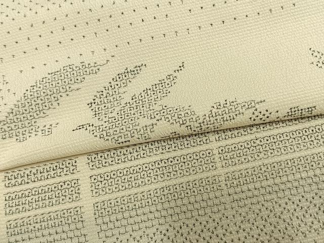 平和屋着物▽塩沢絣 単衣 110亀甲 舞鳥文 証紙付き 正絹 逸品 AAAV8430fy
